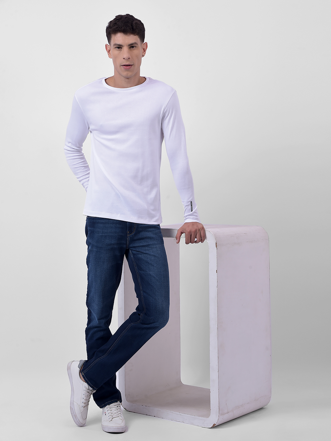 Numero Uno Men White Crew Neck Slim Fit T-Shirt